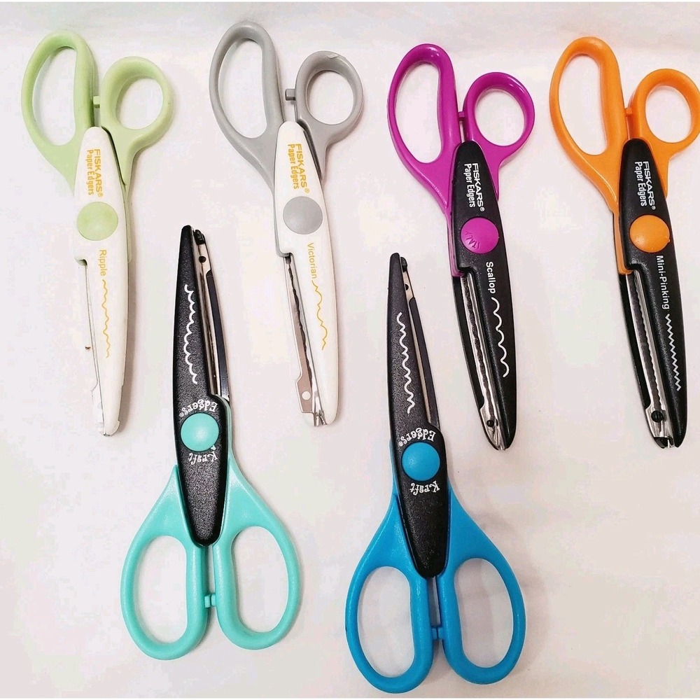 Lot of 6 Fiskars & Kraft Edgers Scissors Scrapbooking Home School Art Class
